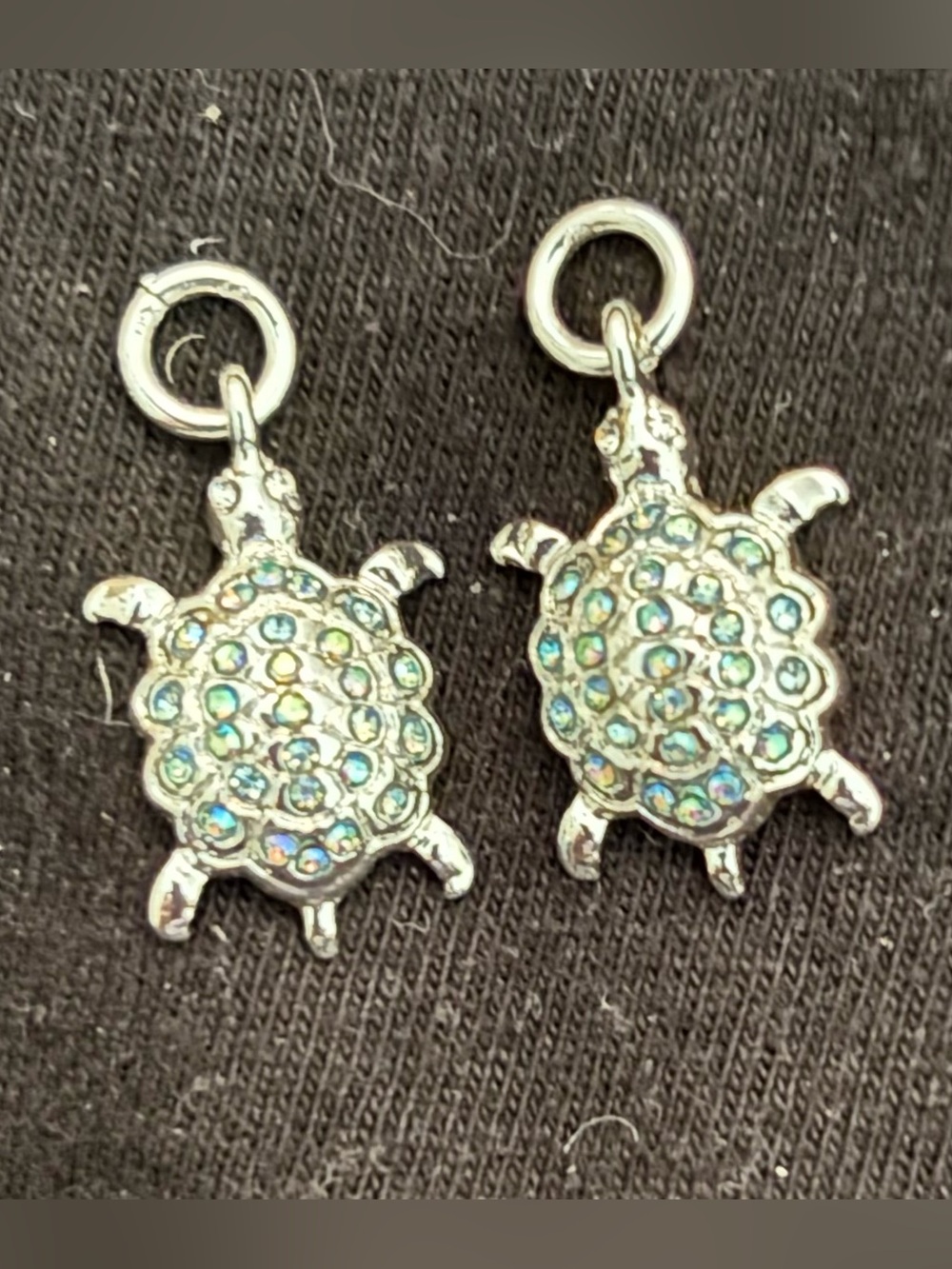 Silver and blue turtle charms for earrings or bracelets